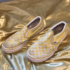 Yellow checkered slip on vans!